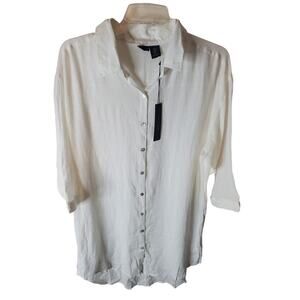 Tahari White Linen Blend Tunic, NWT,  Medium